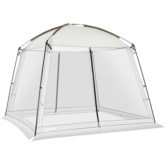 Carpa De Jardín Para 6-8 Personas Outsunny 300x300x240 Cm Blanco_0