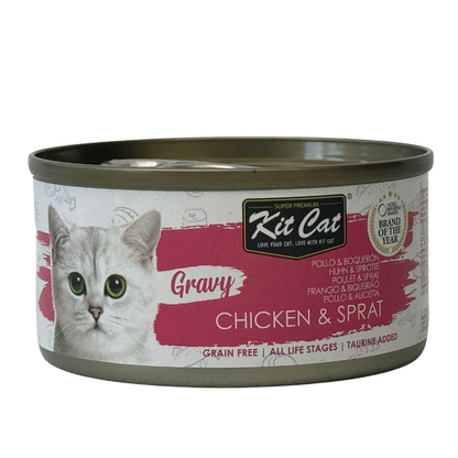 Kit Cat Lata Gravy - Pollo &amp; Boquerón 70 g Comida húmeda para gatos en salsa