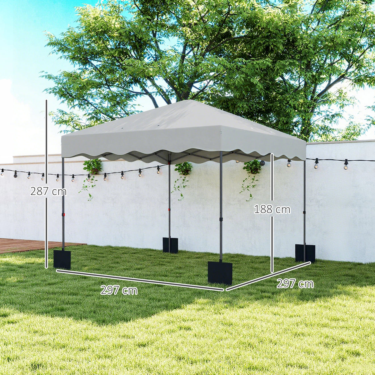 Outsunny Carpa Plegable Pop-up Gazebo 3x3 M Con Protección Uv 50+ Blanco_2