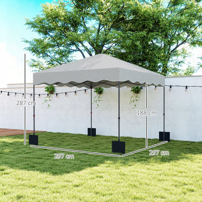 Outsunny Carpa Plegable Pop-up Gazebo 3x3 M Con Protección Uv 50+ Blanco_2