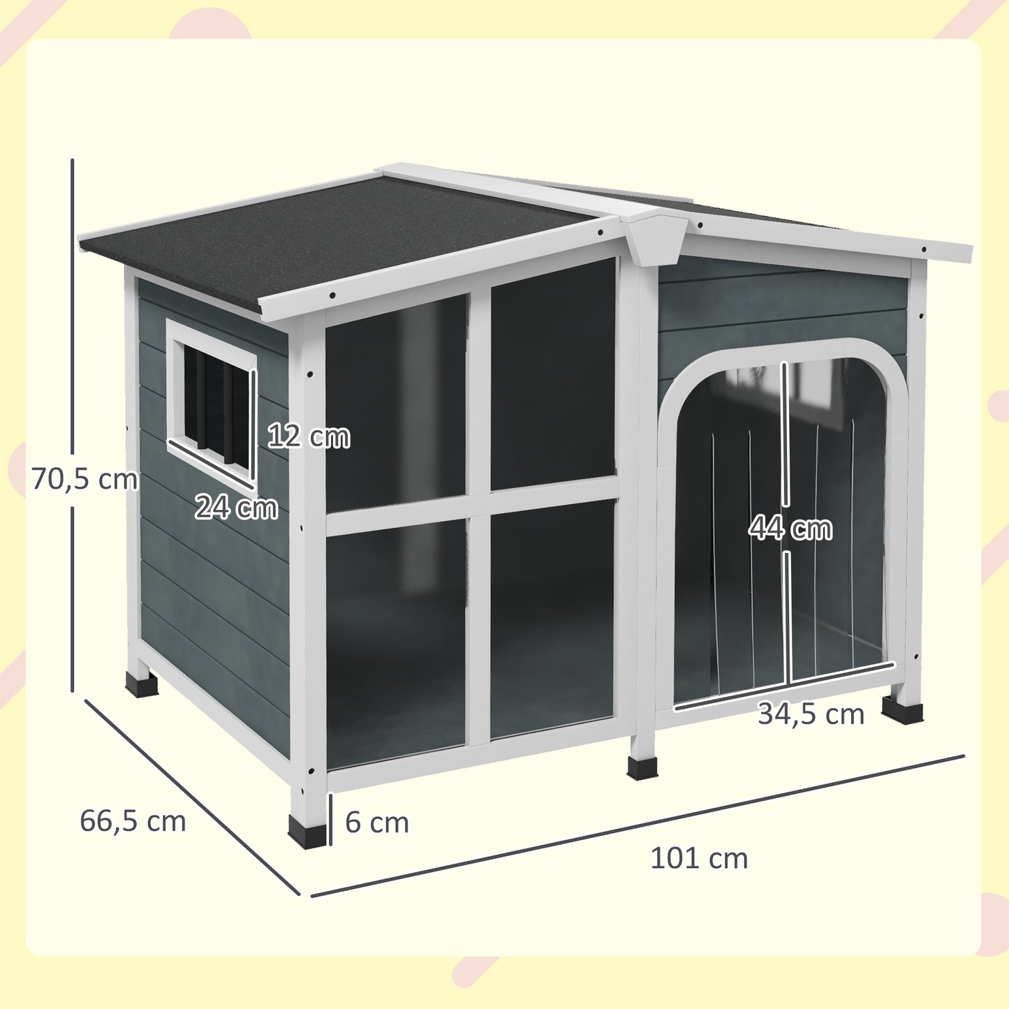 Pawhut Caseta Para Perros Pequeños De Madera 101x66,5x70,5 Cm Gris Oscuro_2