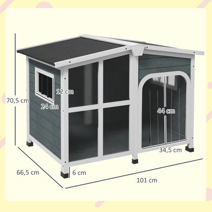 Pawhut Caseta Para Perros Pequeños De Madera 101x66,5x70,5 Cm Gris Oscuro_2