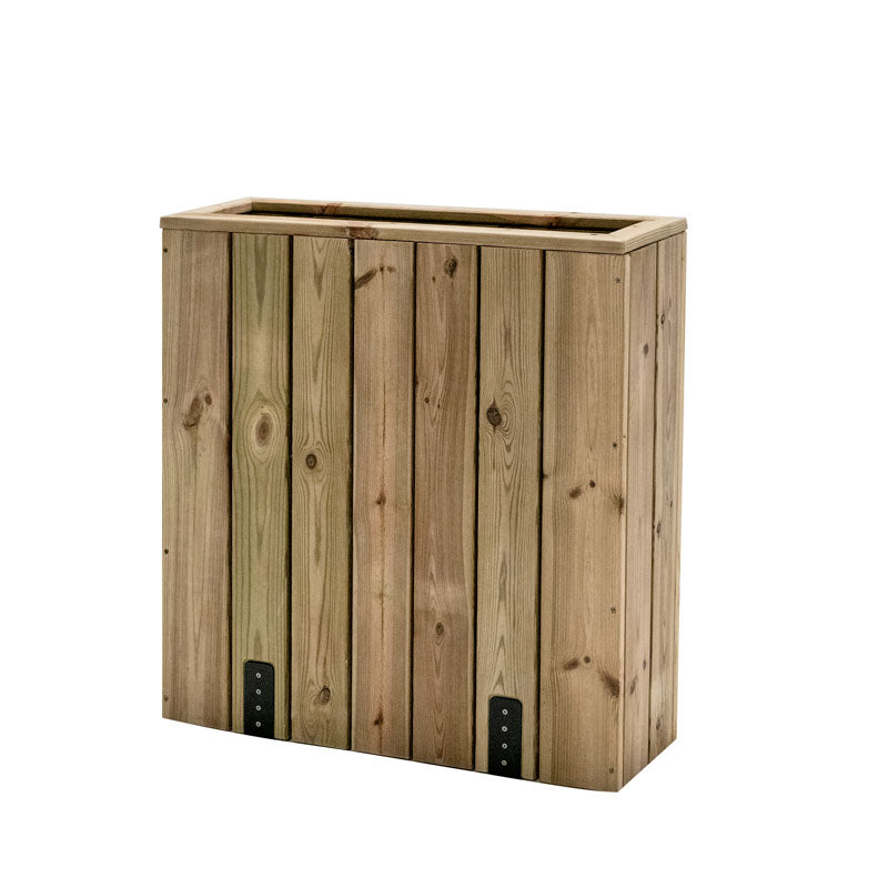 Jardinera Alta De Madera Con Anclaje Al Suelo 75 X 24 X 80 Cm Para Separar Terrazas Hortalia_1