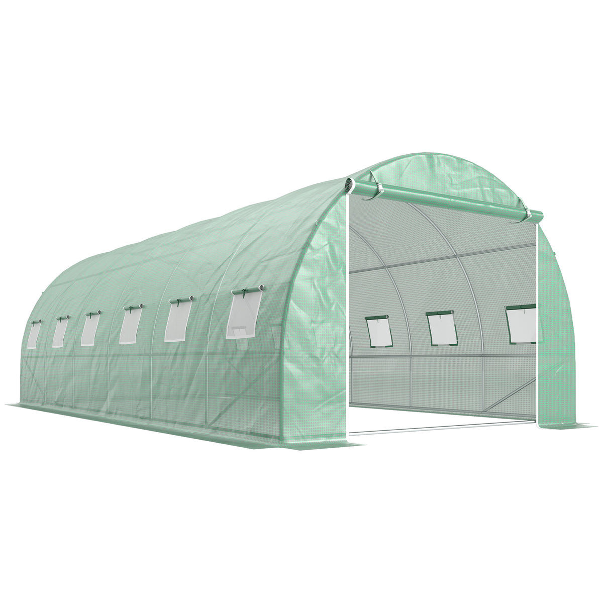 Outsunny Invernadero De Jardín 6x3x2 M Con 12 Ventanas Puerta Verde_0