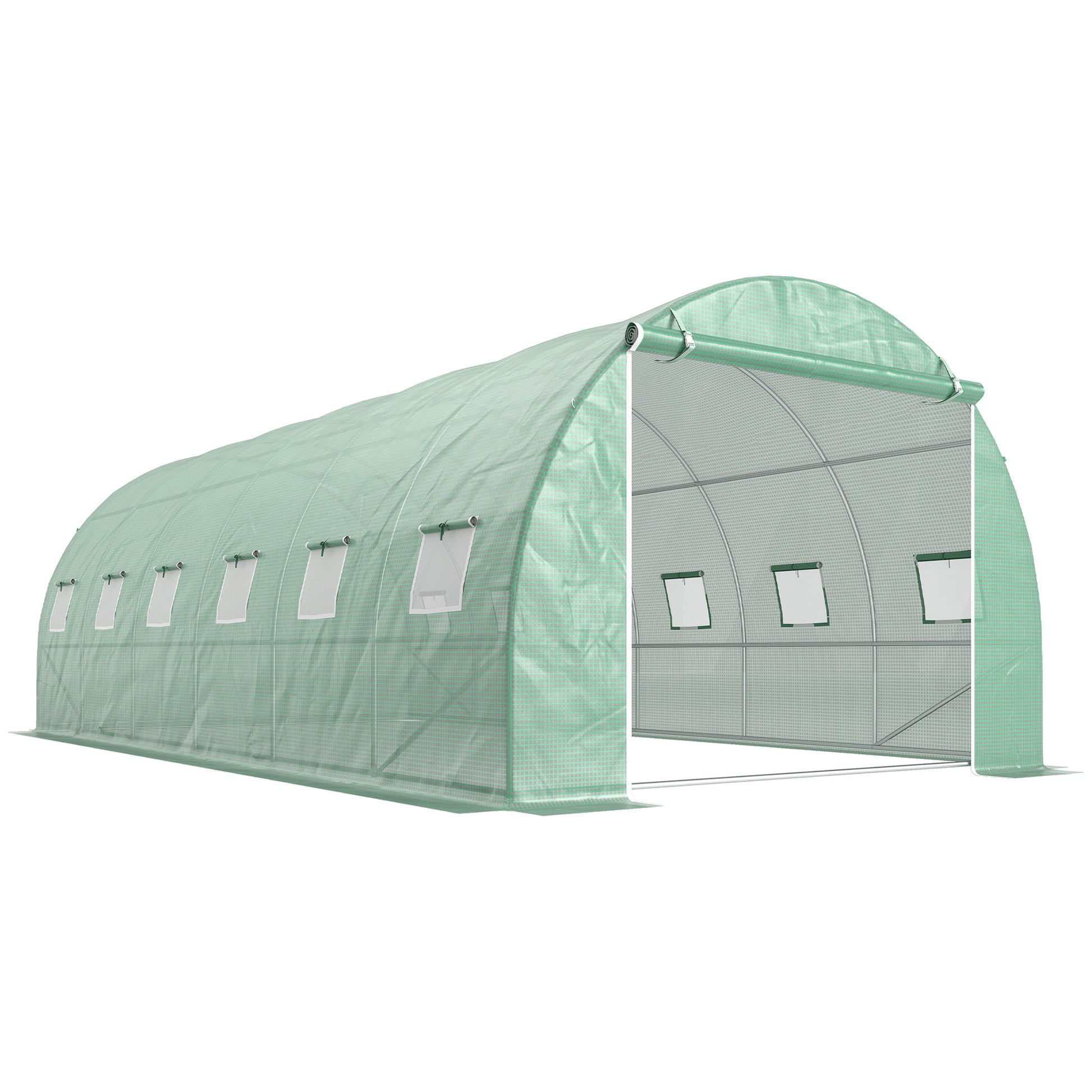 Outsunny Invernadero De Jardín 6x3x2 M Con 12 Ventanas Puerta Verde_0