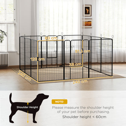 Pawhut Parque Para Perros De 12 Paneles 80x120 Cm Con 2 Puertas Negro_2