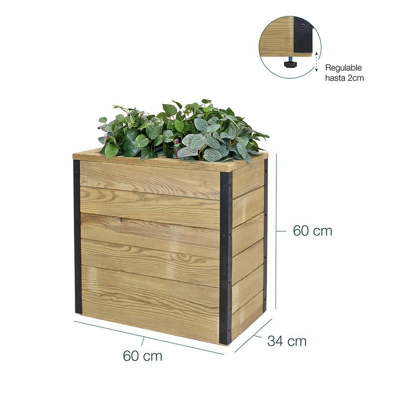 Jardinera Con Autorriego De Madera Nidum Interior Y Exterior Hortalia 60x34x60 Cm_5