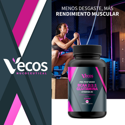 Bcaa 2:1:1 Vecos 200 Cápsulas | Recuperación Muscular Y Energía | Con Glutamina Y Vitamina B6_1