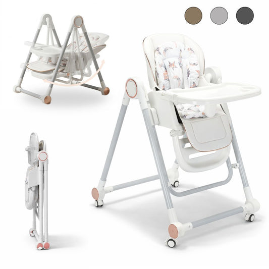 Trona Blanca Evolutiva 3 En 1 | Plegable Y Portátil Con Altura | Reposapiés | Respaldo Y Bandeja Todo Ajustables_0