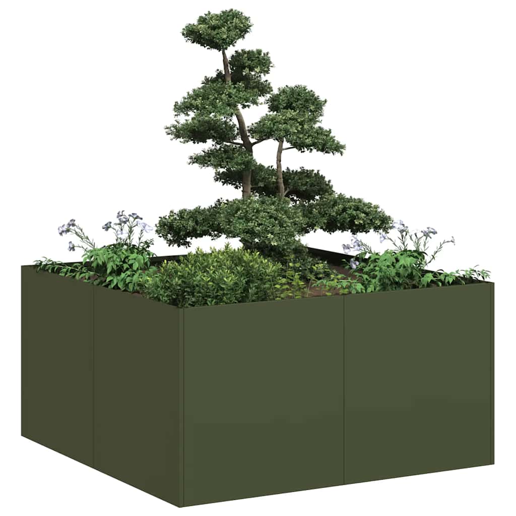 Jardinera De Acero Laminado En Frío Verde Oliva 80x80x40 Cm_1