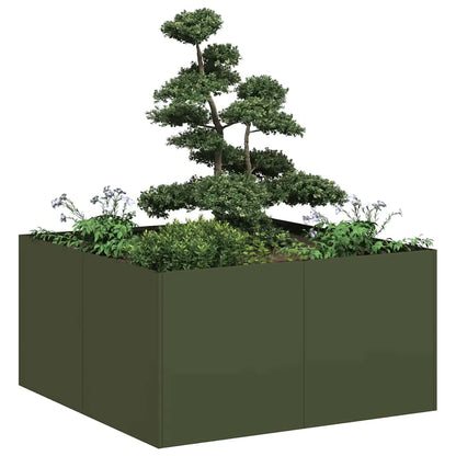 Jardinera De Acero Laminado En Frío Verde Oliva 80x80x40 Cm_1