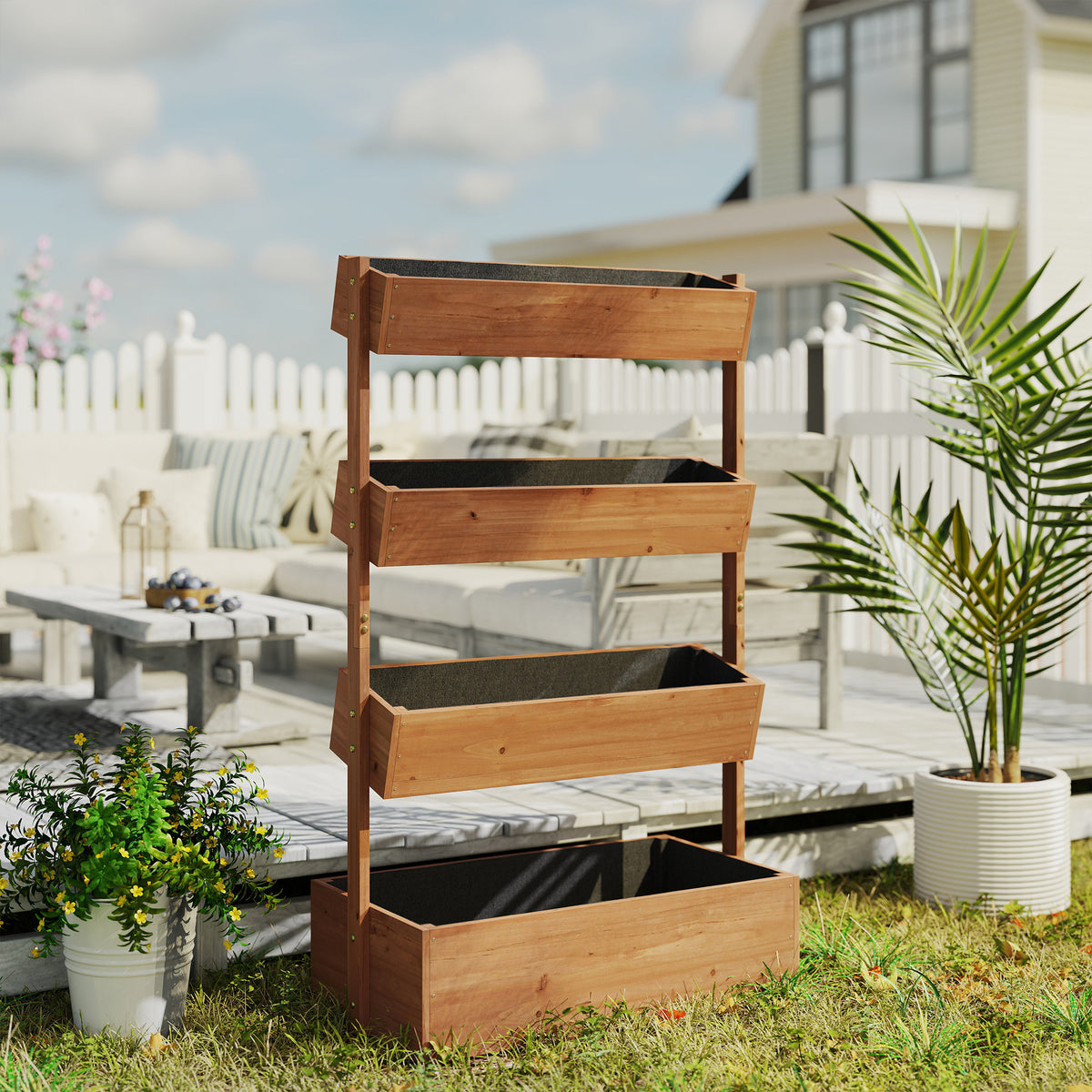 Jardinera Outsunny Madera De Abeto Marrón 85x45x140 Cm_4