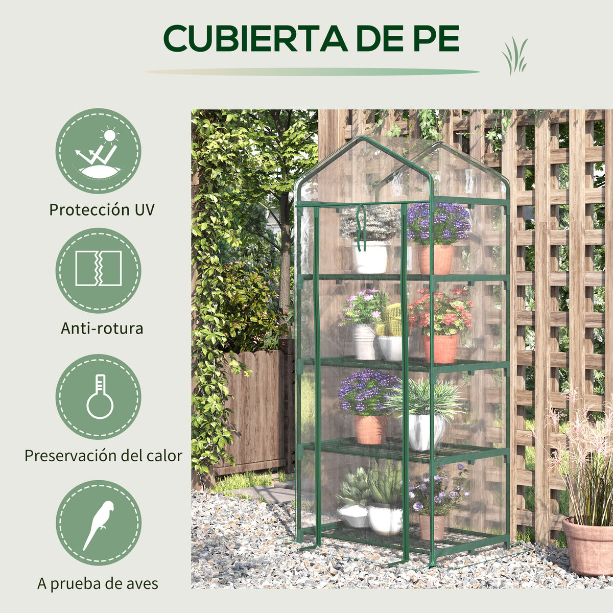 Invernadero De Jardín Outsunny Acero, Pvc Transparente 70x50x160 Cm_4