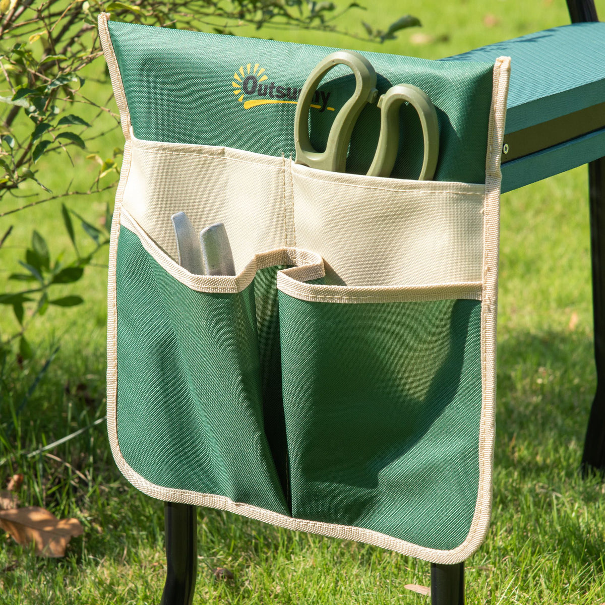 Outsunny Banco Plegable Para Jardinería 2 En 1 Ajustable 58x28x49cm_4