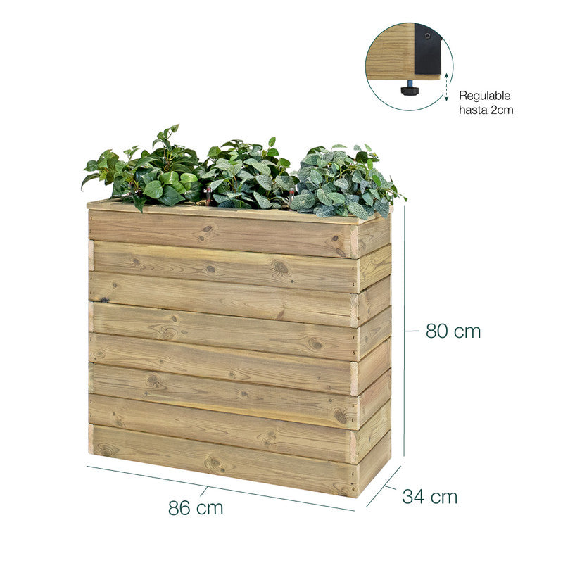 Jardinera Con Autorriego De Madera Nidum Basic Interior Y Exterior Hortalia 86x34x80 Cm_5