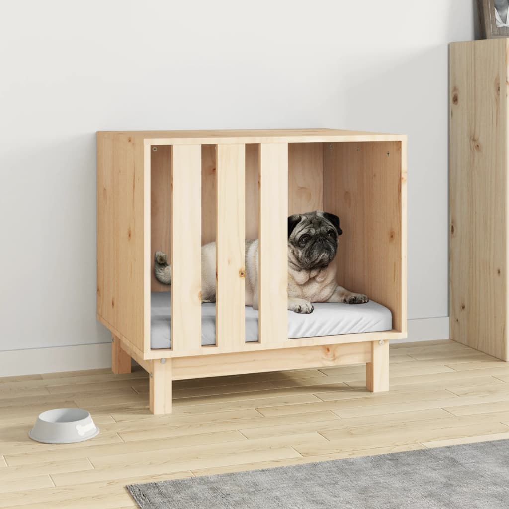 Caseta Para Perros Madera Maciza De Pino 60x45x57 Cm_1