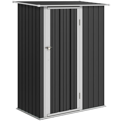 Outsunny Caseta De Jardín 1,07m² 142x86x189cm Metálico Con Puerta Gris_0