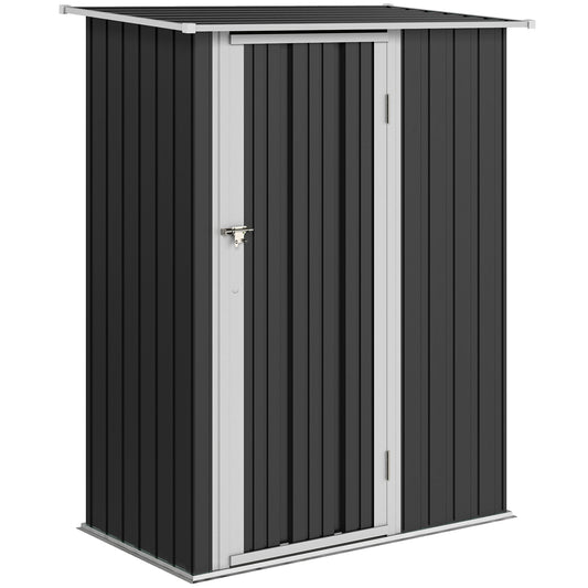 Outsunny Caseta De Jardín 1,07m² 142x86x189cm Metálico Con Puerta Gris_0
