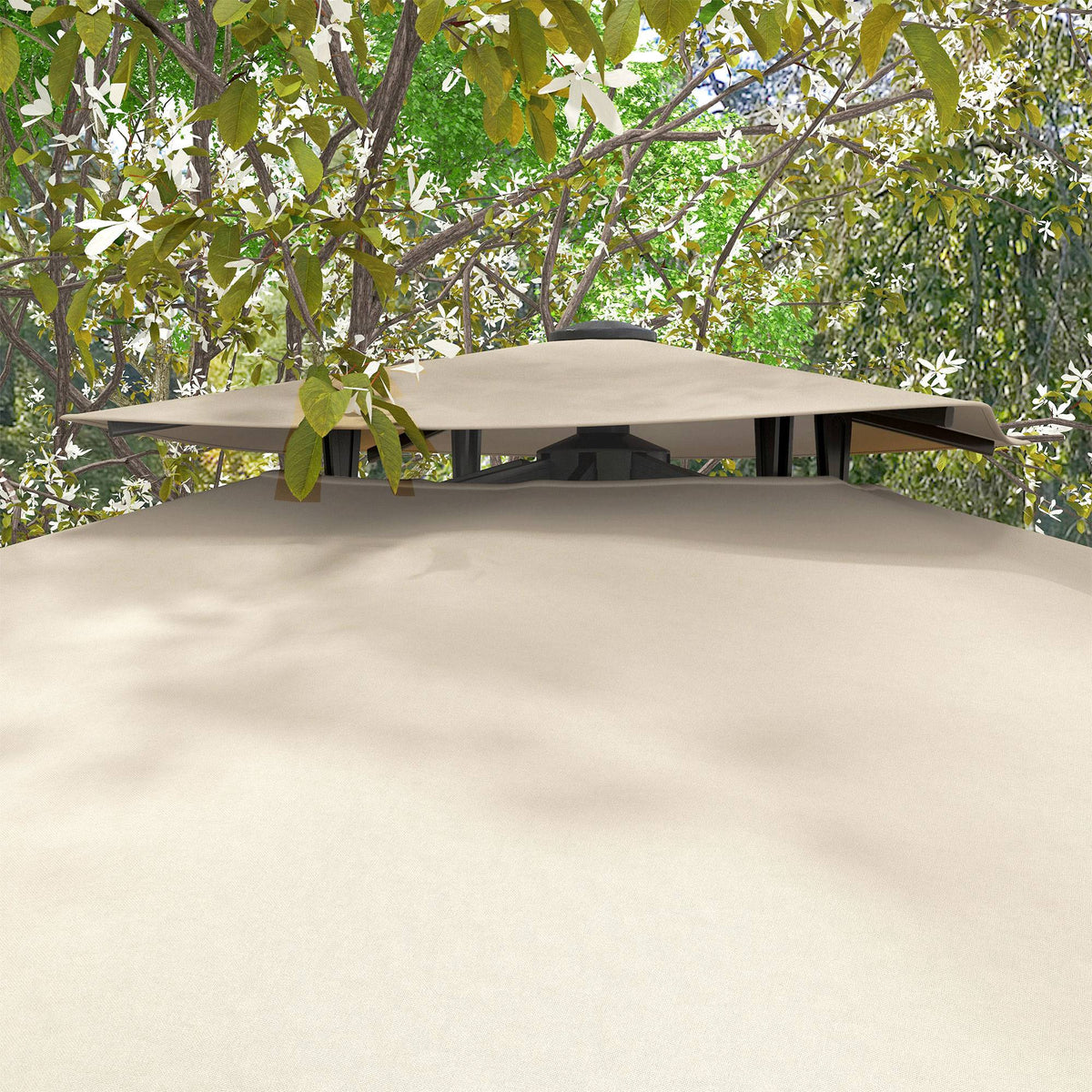 Outsunny Sombrilla De Jardín Inclinable 300x300 Cm Parasol De Aluminio Caqui_3