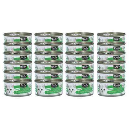 Pack 24x Kit Cat Lata Gravy - Pollo &amp; Huevo Codorniz 70 g Comida húmeda para gatos en salsa