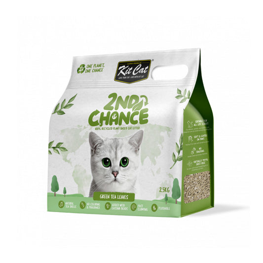 Kit Cat Arena Eco 2nd Chance - Green Tea 2,5 Kg Hojas de Té Verde, Guisante y Yuca