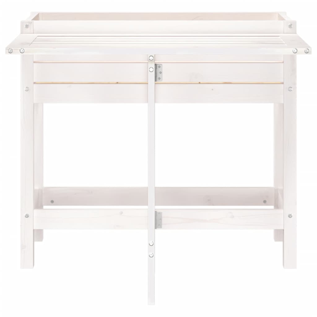 Jardinera Con Tapa Plegable Madera Maciza De Pino Blanca_3