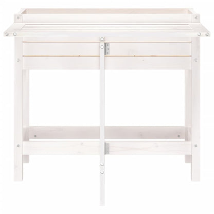 Jardinera Con Tapa Plegable Madera Maciza De Pino Blanca_3