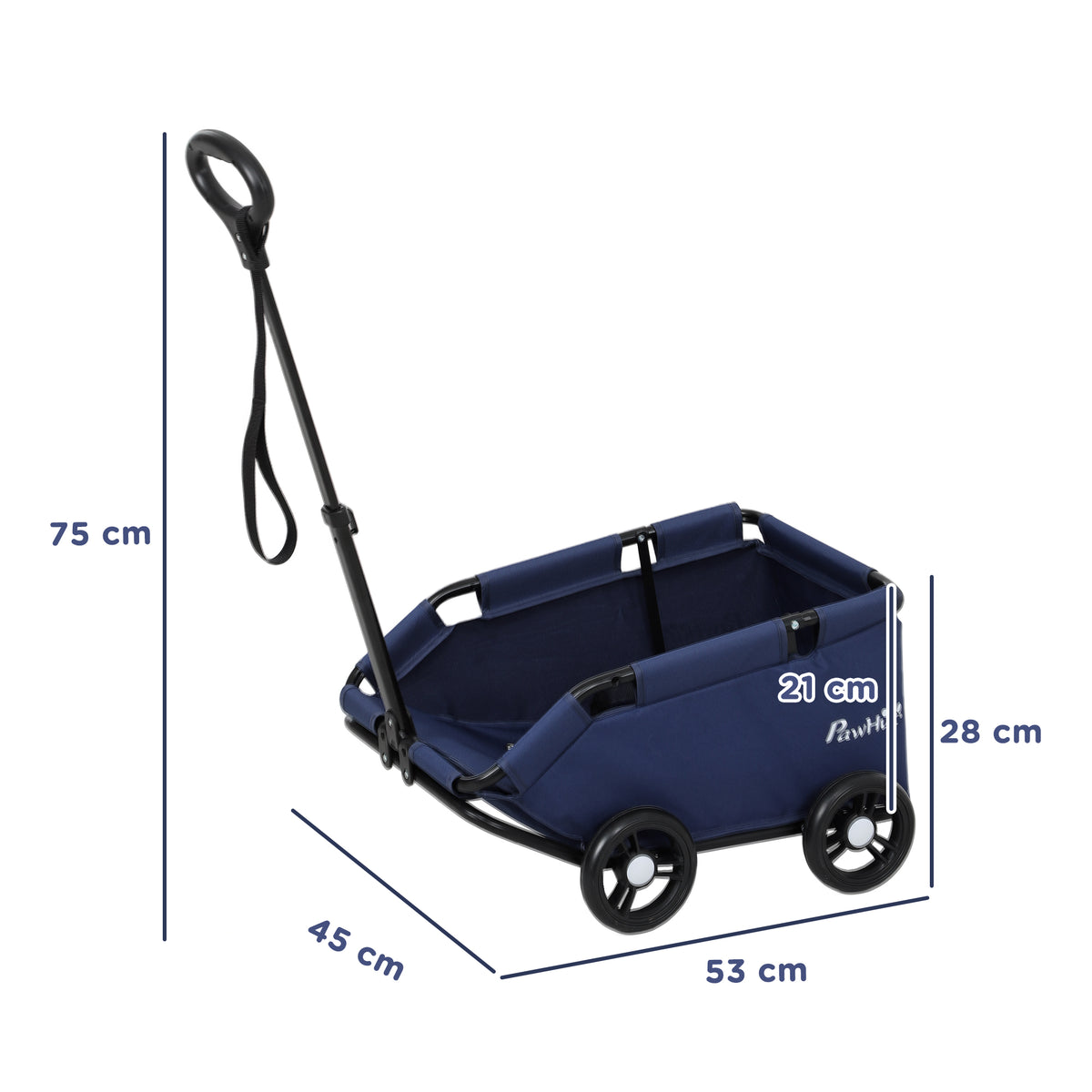 Pawhut Carrito Para Perros Plegable Con Mango Ajustable Diseño Abierto Azul_2
