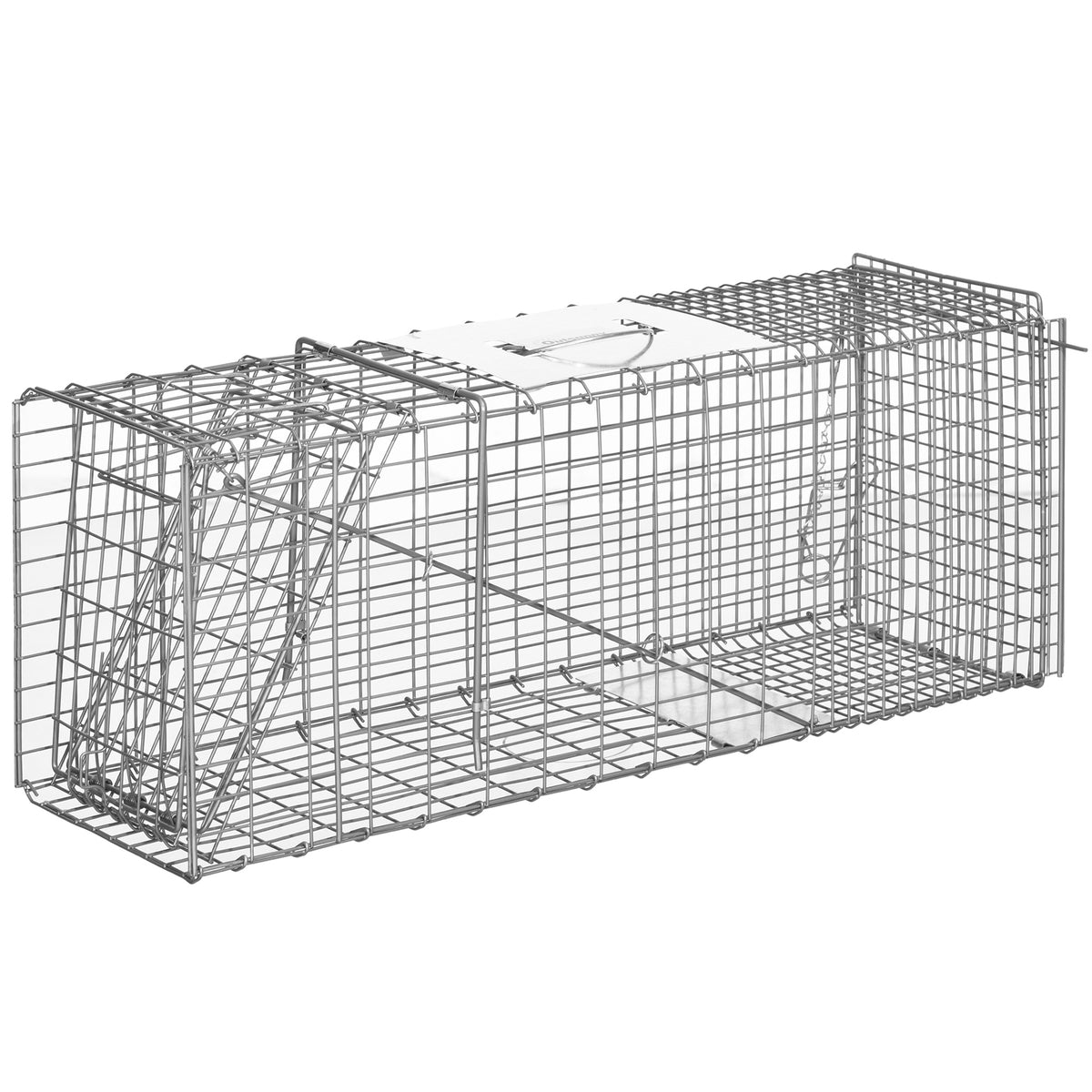 Outsunny Trampa Para Animales Vivos Plegable 81x26x34,5cm Con Puerta Y Asa Plata_0