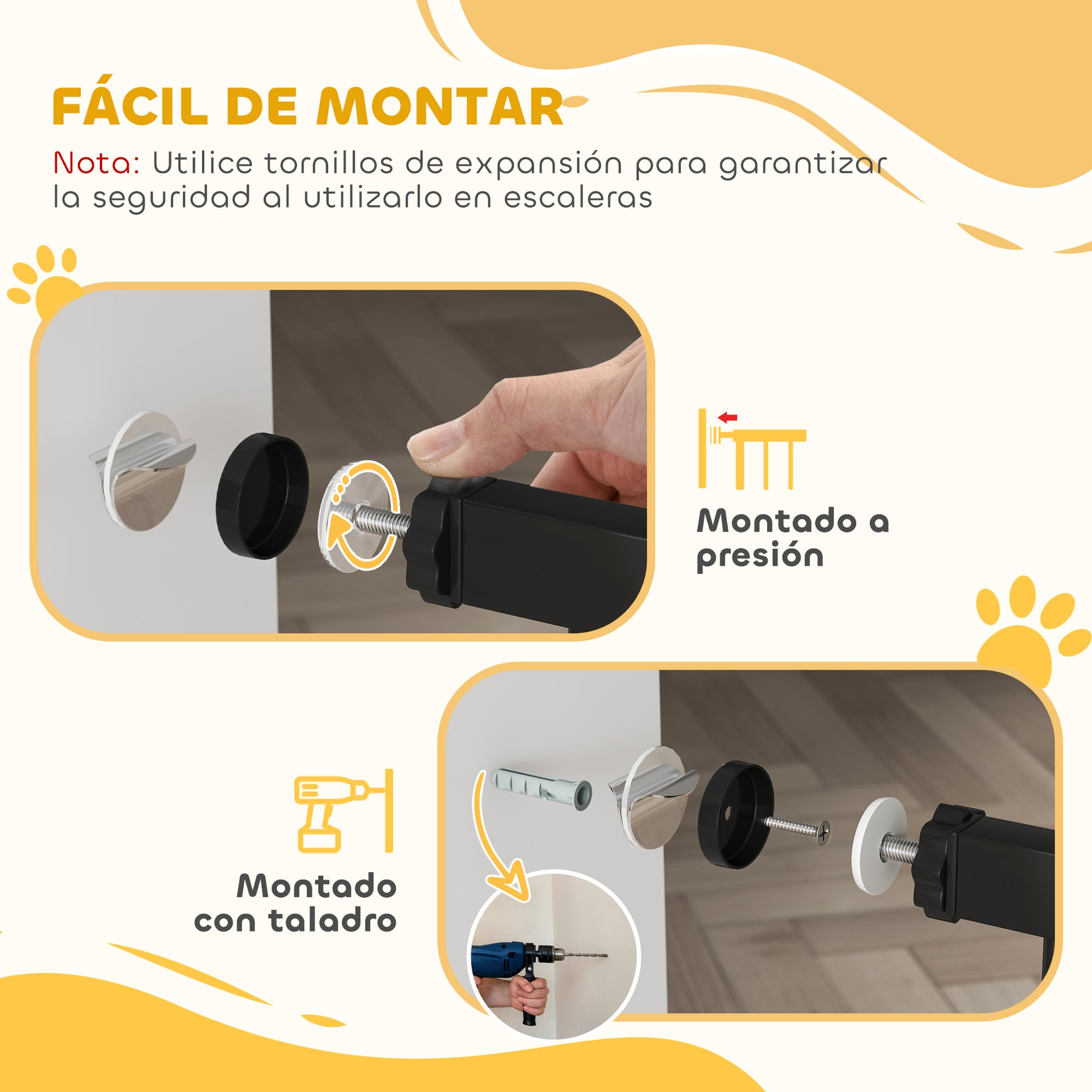 Pawhut Barrera De Seguridad Extensible Con 3 Extensiones 75-145x76 Cm Negro_5