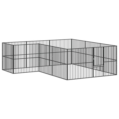 Corralito Para Perros Con 12 Paneles Acero Galvanizado Negro_0