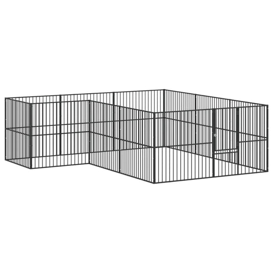 Corralito Para Perros Con 12 Paneles Acero Galvanizado Negro_0