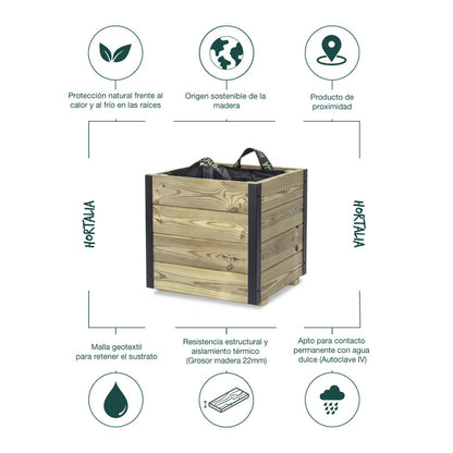 Jardinera Exterior De Madera Con Refuerzo De Aluminio Pun Al Hortalia 40x40x40 Cm_4