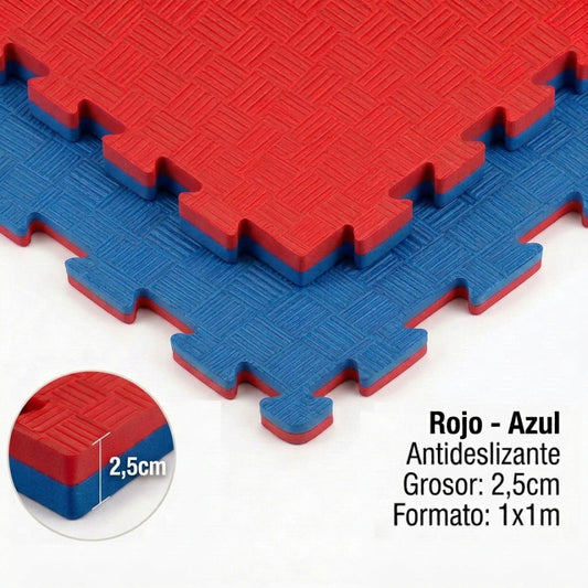 Tatami Puzzle Eva Para Suelo Infantil 1x1m X25mm Rojo - Azul Pack Ahorro 24 Unidades_0