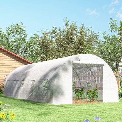 Outsunny Invernadero De Túnel 8x3x2 M Con 12 Ventanas Cubierta Pe Cultivo Blanco_4