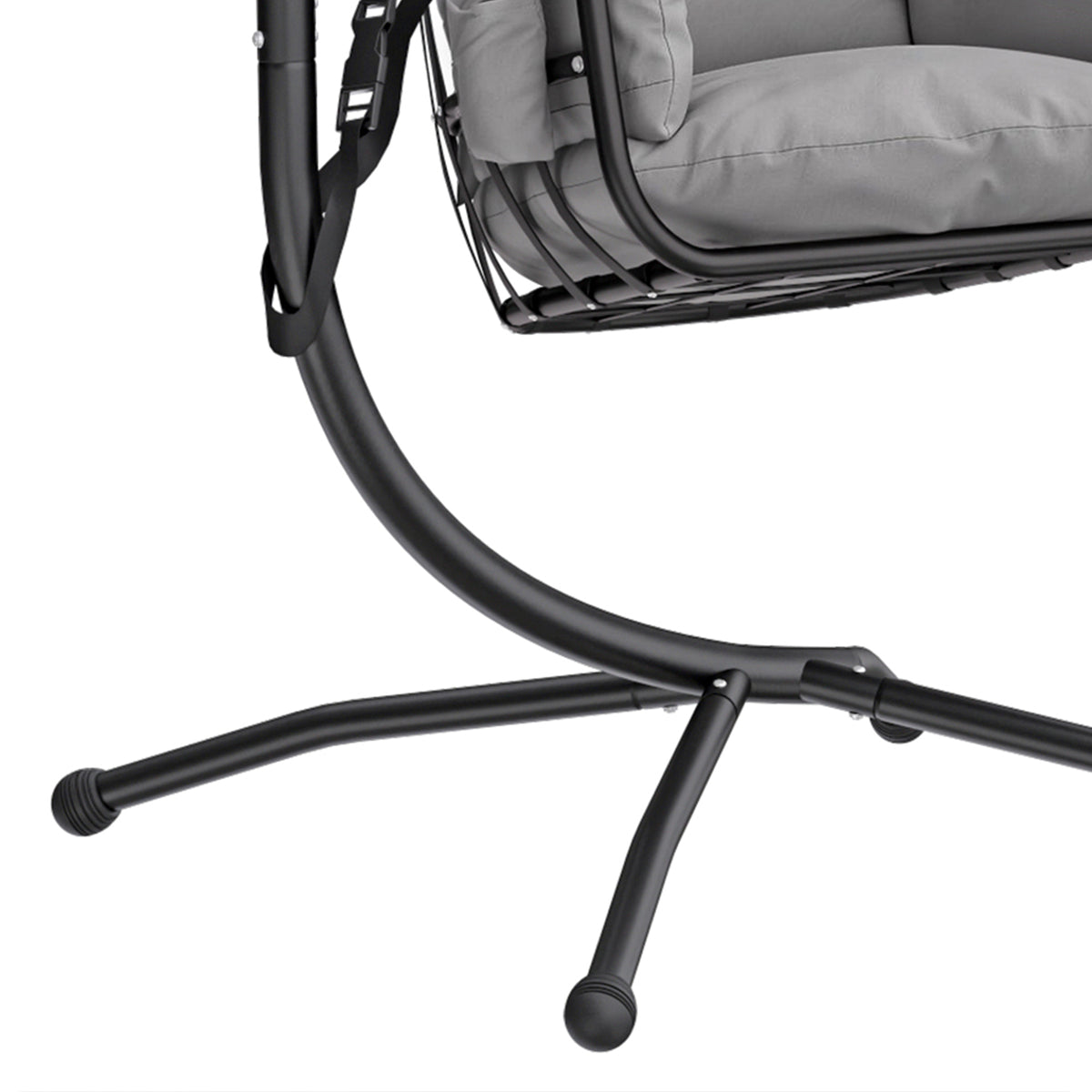 Outsunny Silla Colgante Con Soporte Cesta Plegable Reposacabezas Gris Oscuro_4