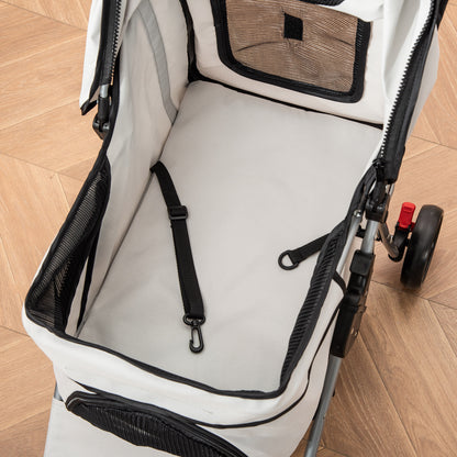Pawhut Cochecito Mascotas Plegable Toldo Ajustable Tela Oxford 77x45x99,5cm Gris_4
