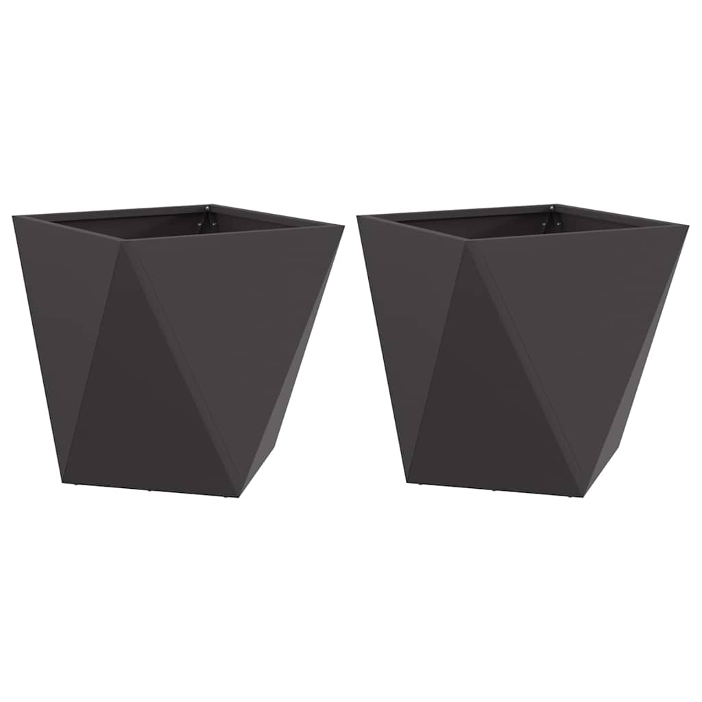 Jardinera 2 Pcs Negro 50 X 50 X 50 Cm Acero_0