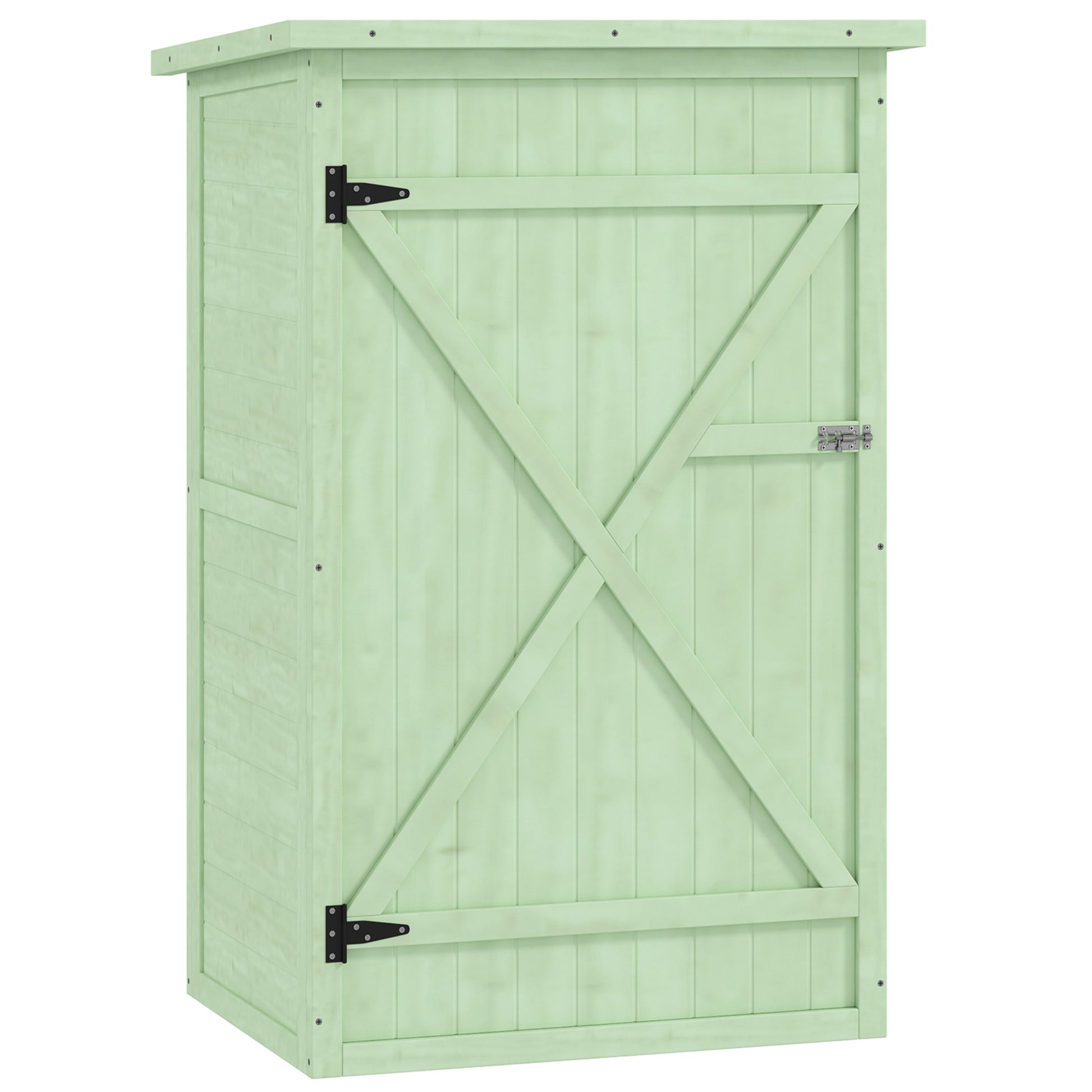 Outsunny Caseta De Jardín De Madera 75x56x115 Cm Con 3 Estantes Puerta Pestillo_0