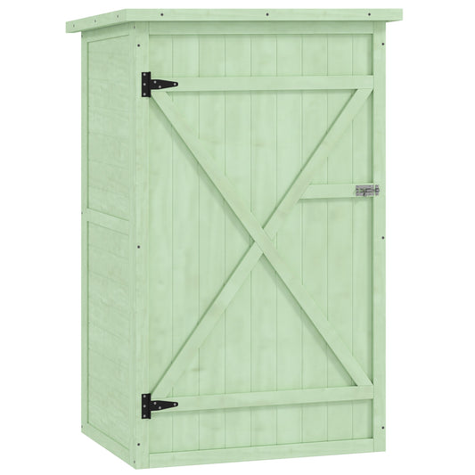 Outsunny Caseta De Jardín De Madera 75x56x115 Cm Con 3 Estantes Puerta Pestillo_0