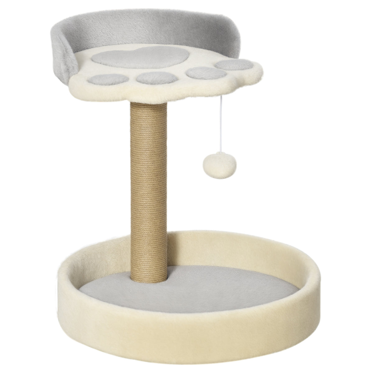 Pawhut Árbol Rascador Para Gatos Altura 44 Cm Con 2 Camas Poste Yute Gris Claro_0