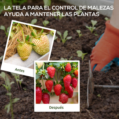 Outsunny Malla Antimaleza 2x25 M 60 G/m² Para Control De Malezas Malas Negro_5
