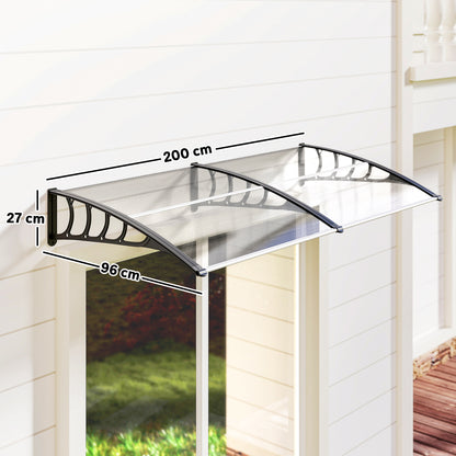 Marquesina Exterior Policarbonato Outsunny 200x96x27 Cm Transparente_2