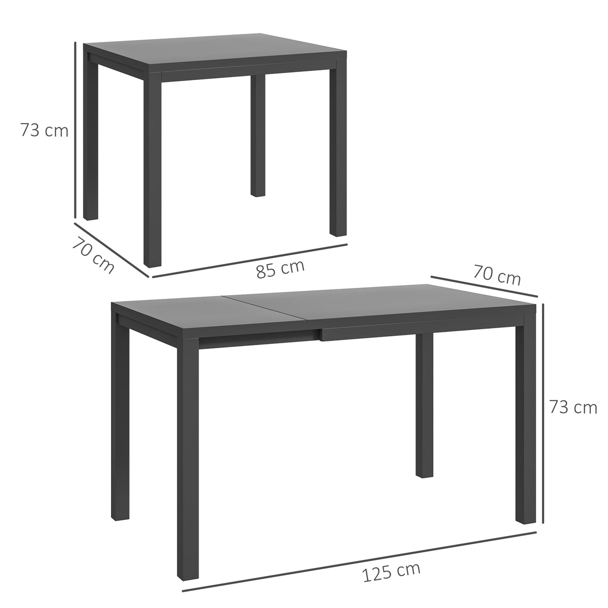 Outsunny Mesa De Jardín Extensible 85-125 Cm Con Borde De Aluminio Gris Oscuro_2