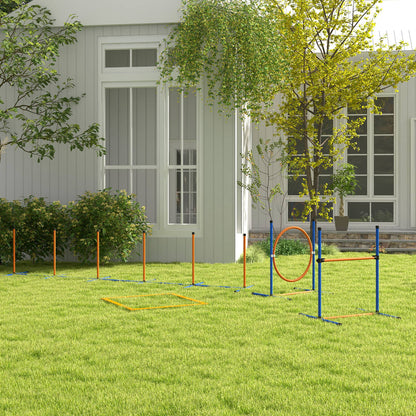 Pawhut Set De Entrenamiento De Agilidad Para Perros De 4 Piezas Naranja Y Azul_1