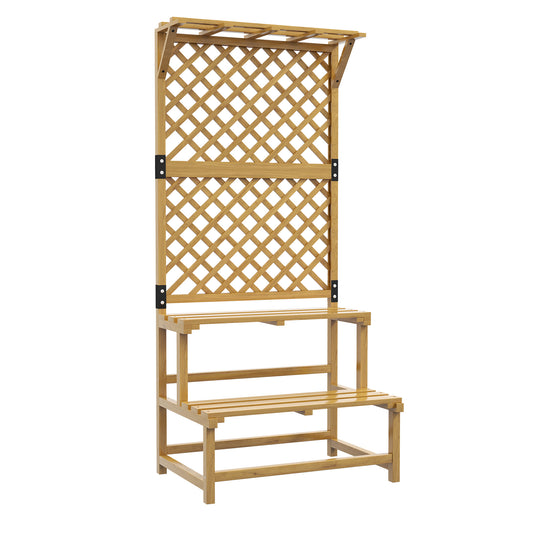 Estantería Para Plantas Outsunny Madera De Abeto Madera Natural 75x50x166 Cm_0