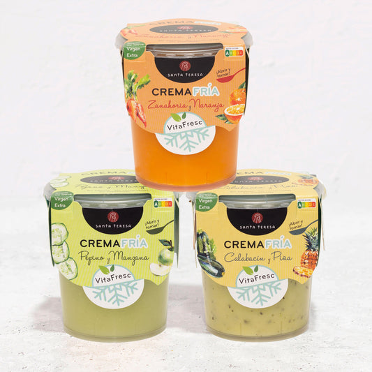 Pack De 3 Cremas Frías: Calabacín Y Piña + Zanahoria Y Naranja + Pepino Y Manzana. 1.200ml_0