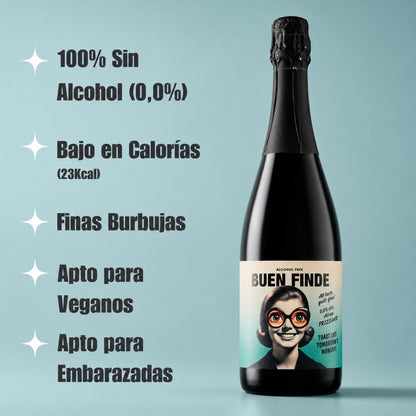 Vino Sin Alcohol 0,0% Frizzante Airén | Pack 6 Botellas X 750 Ml | Vino Espumoso Desalcoholizado | Ligero Y Refrescante_1