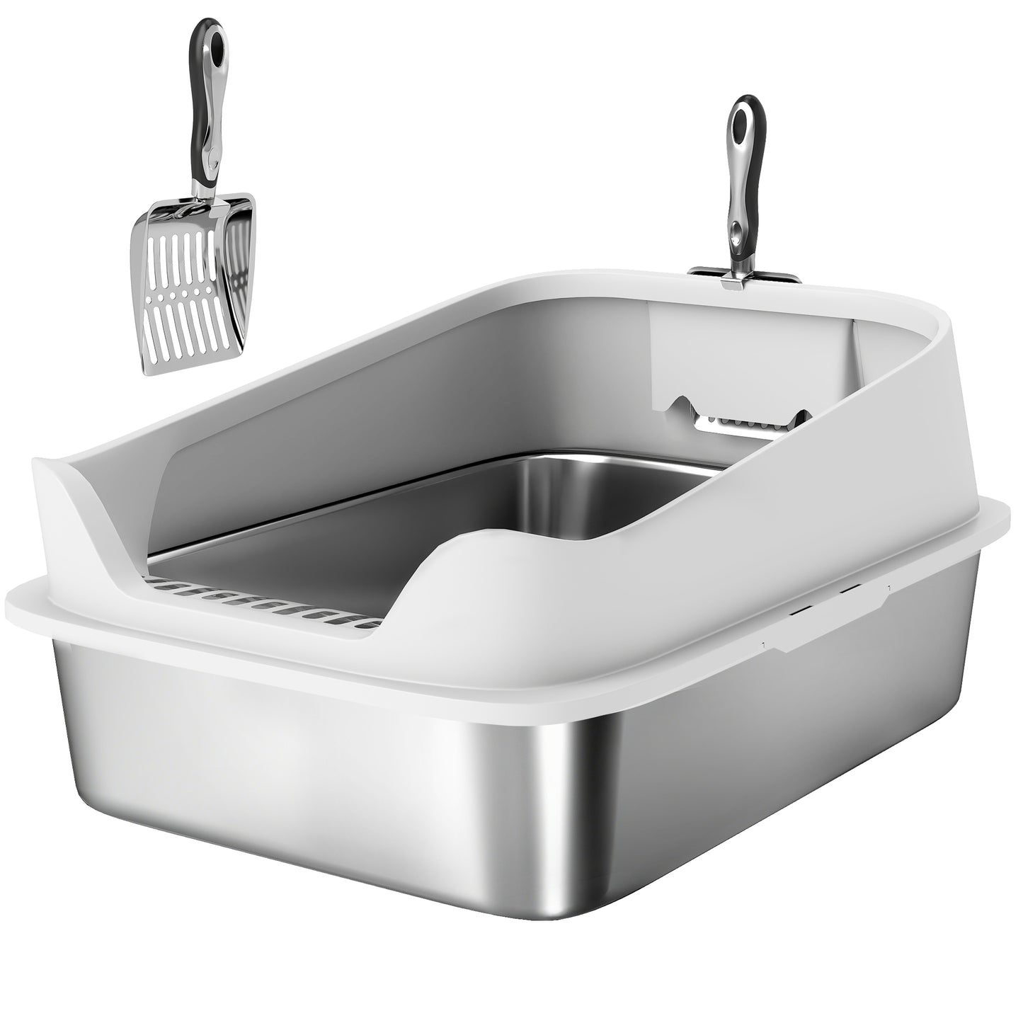 Pawhut Arenero Para Gatos De Acero Inoxidable Xl 60,2x40,2x29,7 Cm Gris_0