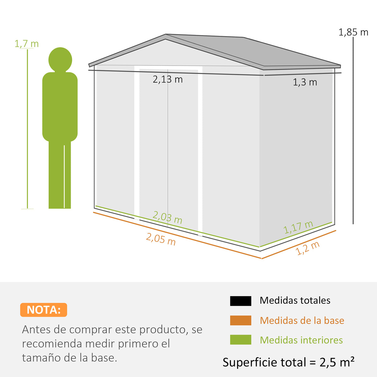 Outsunny Cobertizo De Jardín Base Sin Suelo 213x130x185 Cm Con 2 Puertas Marrón_2